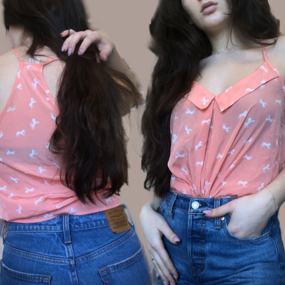 Pink/White Printed Racerback Twee - Picture 1 of 1